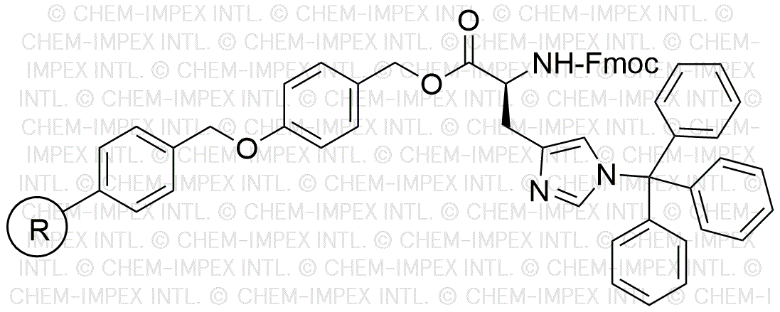 Resina de alcohol 4-alcoxibencílico Nα-Fmoc-Nim-tritil-L-histidina (0,3-0,8 meq/g, 100-200 mesh)