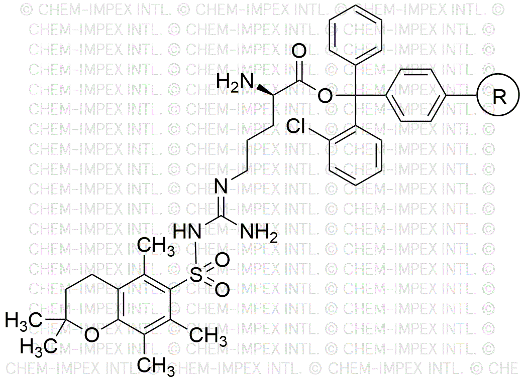 Résine Nω-(2,2,5,7,8-pentaméthylchroman-6-sulfonyl)-D-arginine-2-chlorotrityle (0,3 - 0,9 meq/g, 200 - 400 mesh)