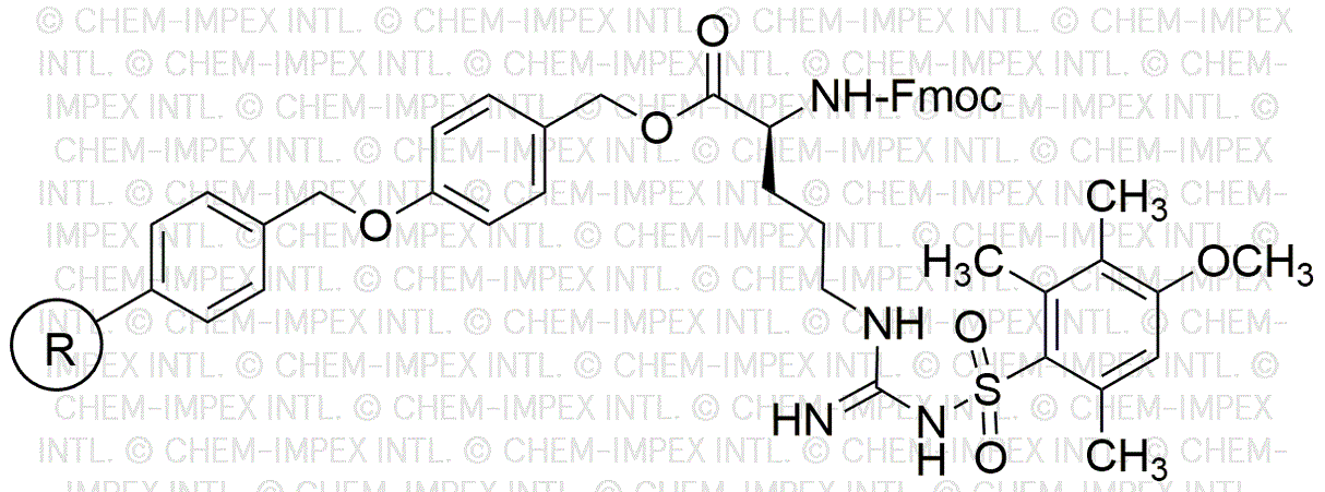 Resina de alcohol 4-alcoxibencílico Nα-Fmoc-Nω-(4-metoxi-2,3,6-trimetilbencenosulfonil)-L-arginina