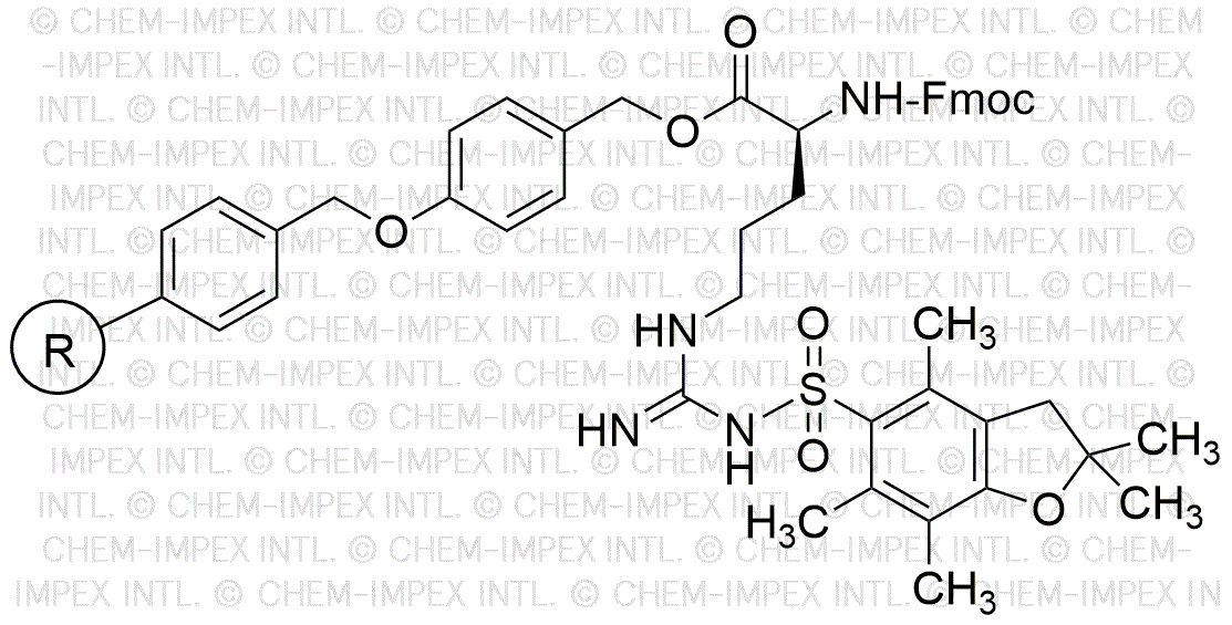 Resina de Nα-Fmoc-Nω-(2,2,4,6,7-Pbf-5-sulfonil)-L-arginina 4-alcoxi-bencil-alcohol (malla 100-200, 0,2-0,8 meq/g)