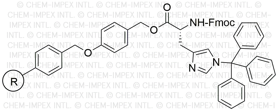 Resina de alcohol 4-alcoxibencílico Nα-Fmoc-Nim-tritil-D-histidina (0,3-0,8 meq/g, 100-200 mesh)