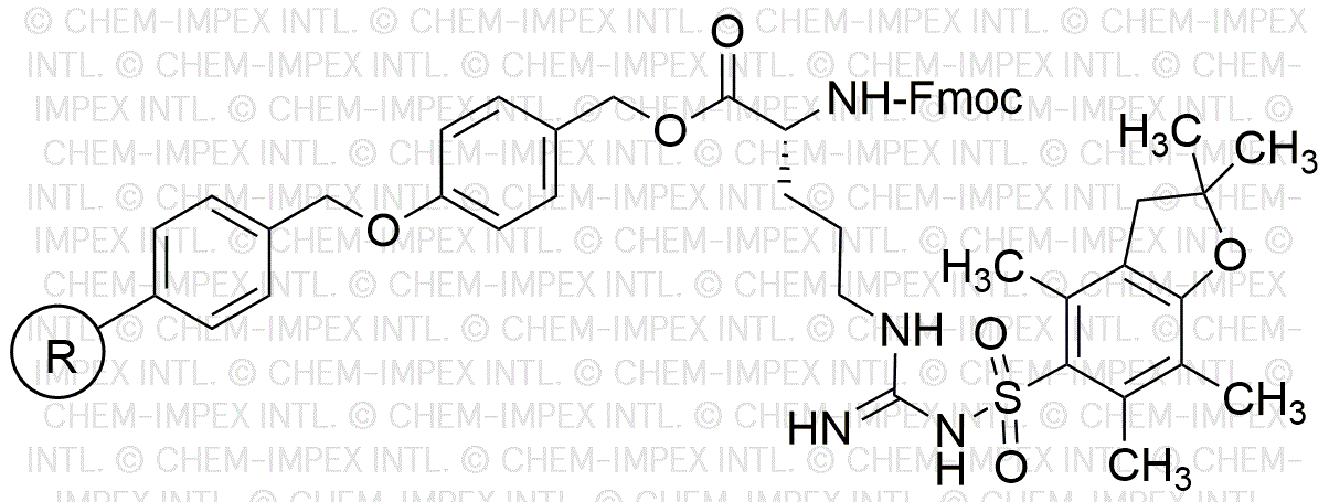 Resina de alcohol 4-alcoxibencílico Nα-Fmoc-Nω-(2,2,4,6,7-pentametildihidrobenzofuran-5-sulfonil)-D-arginina