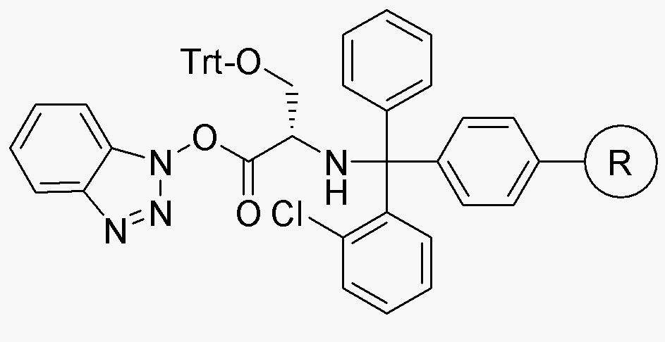 Ester de benzotriazolyle de N-(résine 2-chlorotrityle)-O-trityl-L-sérine