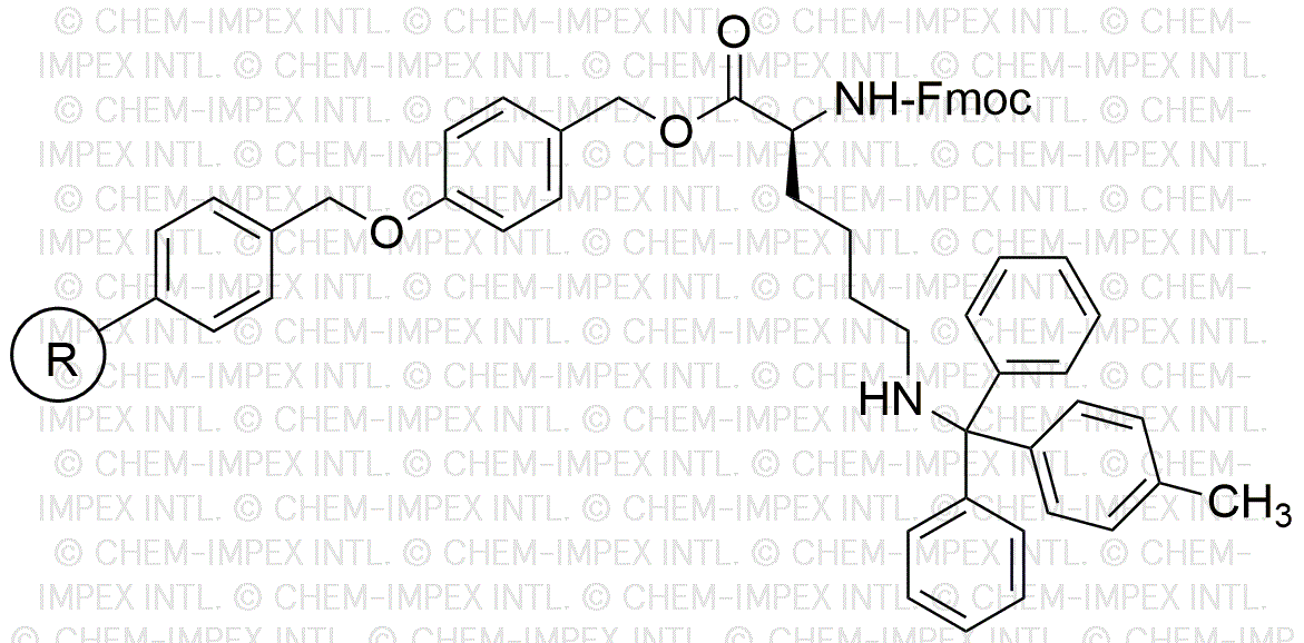 Resina de alcohol 4-alcoxibencílico Na-Fmoc-Ne-4-metiltritil-L-lisina (0,3 - 0,8 meq/g, 200 - 400 mesh)