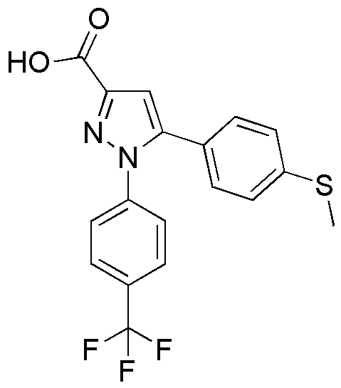 Ácido 5-(4-metilsulfanil-fenil)-1-(4-trifluorometil-fenil)-1H-pirazol-3-carboxílico