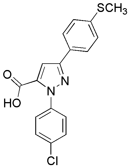 1-(4-Chlorophenyl)-3-(4-(methylthio)phenyl)-1H-pyrazole-5-carboxylic acid