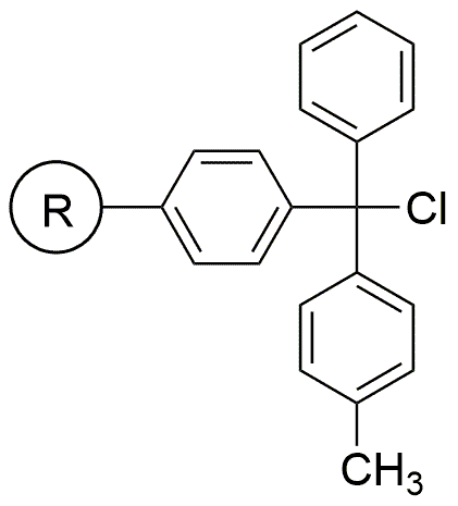 Resina de cloruro de 4-metiltritilo (0,4 - 1,0 mmol/g, malla 100 - 200)