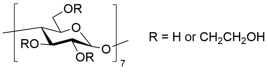 (2-hydroxyéthyl)-b-cyclodextrine, degré de marquage : ~0,7 mol par mol de cellulose