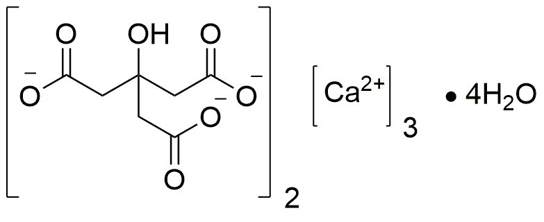 Citrato de calcio tetrahidratado, ultrapuro, USP, granulado fino, bajo contenido de metales pesados ​​(As: &lt;= 0,5 ppm, Cd: &lt;= 1 ppm, Pb: &lt;= 0,2 ppm y Hg: &lt;= 0,1 ppm)