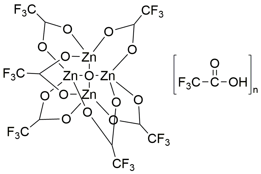 Oxo[hexa(trifluoroacetato)]tetrazinc and its trifluoroacetic acid adduct (contains 7% Toluene at maximum)