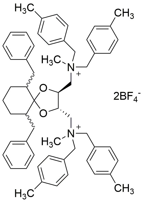 6,10-dibenzyl-N,N'-diméthyl-N,N,N',N'-tétrakis(4-méthylbenzyl)-1,4-dioxaspiro[4.5]décane-(2S,3S)-diylbis(méthylammonium) Bis(tétrafluoroborate) [=(S,S)-TaDiAS-2nd]