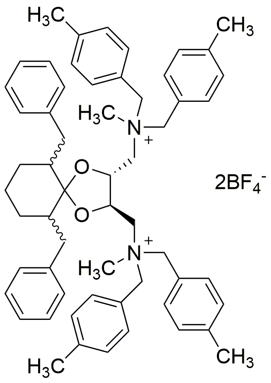 6,10-Dibencil-N,N'-dimetil-N,N,N',N'-tetrakis(4-metilbencil)-1,4-dioxaspiro[4.5]decano-(2R,3R)-diilbis(metilamonio) Bis(tetrafluoroborato) [=(R,R)-TaDiAS-2nd]