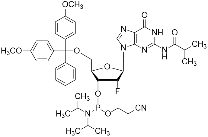 5'-O-(4,4'-diméthoxytrityl)-3'-O-[(2-cyanoéthoxy)(diisopropylamino)phosphino]-2'-désoxy-2'-fluoro-N-isobutyrylguanosine