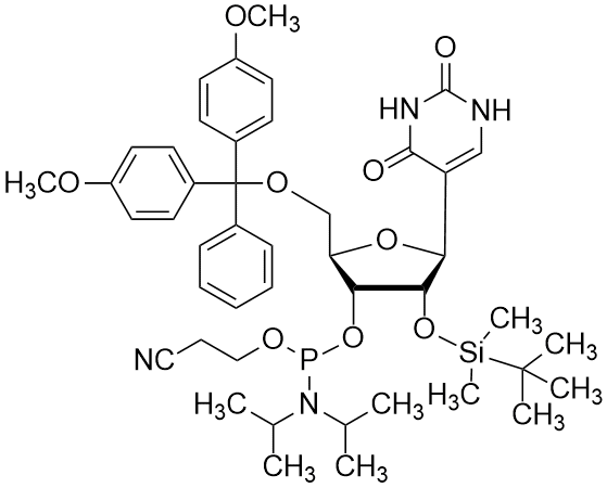 (1S-1,4-Anhidro-5-O-(4,4'-dimetoxitritil)-2-O-[terc-butil(dimetil)silil]-3-O-[(2-cianoetoxi)(diisopropilamino)fosfino]-1-(2,4-dioxo-1,2,3,4-tetrahidro-5-pirimidinil)-D-ribitol