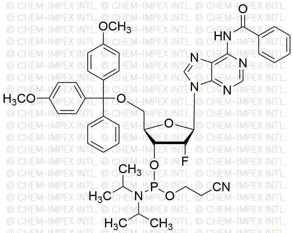 N6-Bz-5'-O-(4, 4'-dimetoxitritil)-2'-fluoro-2'-desoxiadenosina-3'-cianoetil fosforamidita