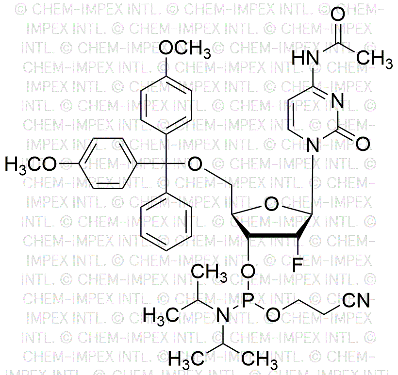 N4-Acetil-5'-O-(4, 4'-dimetoxitritil)-2'-fluoro-2'-desoxicitidina-3'-cianoetil fosforamidita