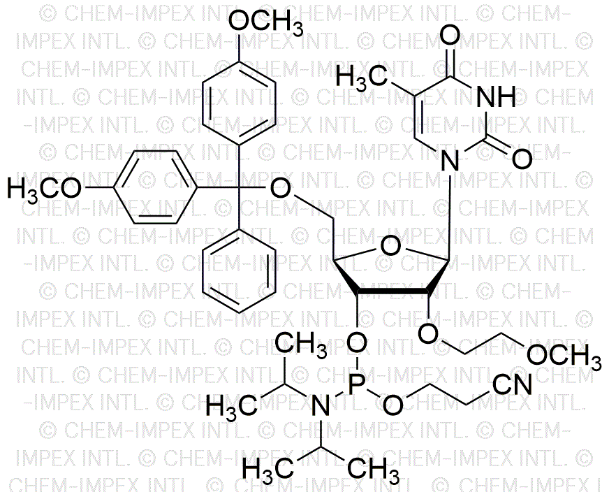 5-Metil-5'-O-(4, 4'-dimetoxitritil)-2'-O-metoxietil-uridina-3'-cianoetil fosforamidita