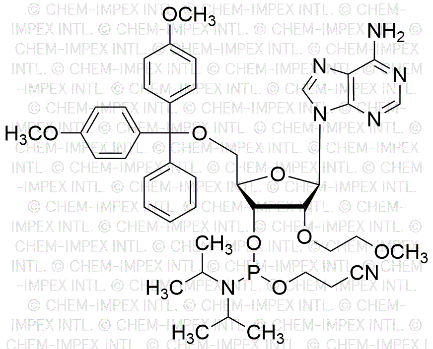 5'-O-(4, 4'-Dimetoxitritil)-2'-O-metoxietil-adenosina-3'-cianoetil fosforamidita