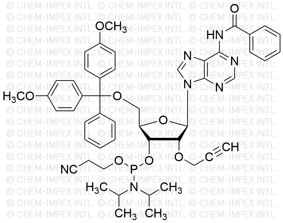 5'-O-(4, 4'-Dimethoxytrityl)-N6-benzoyl-2'-O-propargyl-adenosine-3'-cyanoethyl phosphoramidite