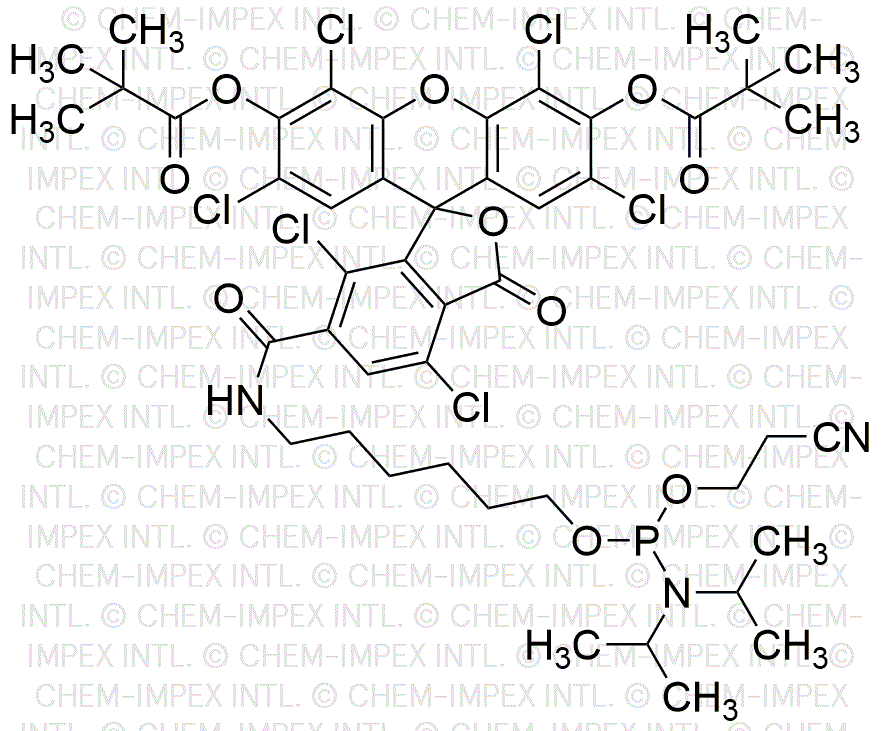 5'-Fosforamidita de hexaclorofluoresceína; 6-(4, 7, 2', 4', 5', 7'-hexacloro-3', 6'-dipivaloilfluoresceinil-6-carboxamido)-hexil-1-O-[(2-cianoetil)-(N, N-diisopropil)] fosforamidita