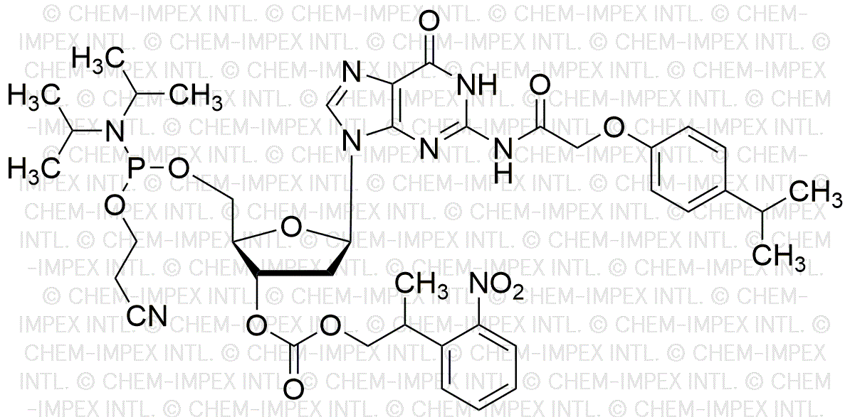 N2-(p-isopropyl-phénoxyacétyl)-3'-[2-(2-nitrophényl)propyl carbonate]-2'-désoxyguanosine]-5'-[(2-cyanoéthyl)-N, N-diisopropyl] phosphoramidite