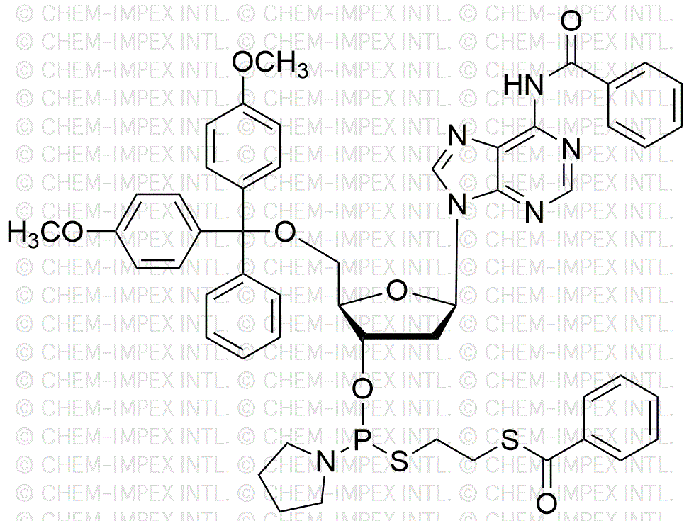 5'-O-(4, 4'-diméthoxytrityl)-N6-benzoyl-2'-désoxyadénosine-3'-[S-(b-(benzoylmercapto)éthyl) pyrrolidino thiophosphoroamidite]