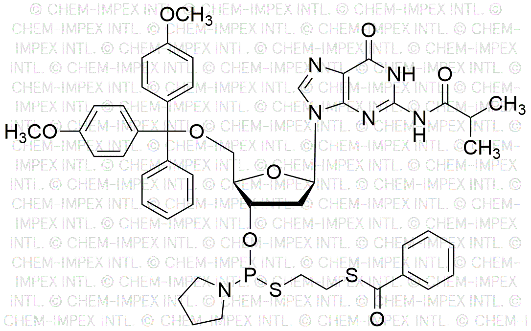 5'-O-(4, 4'-diméthoxytrityl)-N2-isobutyryl-2'-désoxyguanosine-3'-[S-(b-(benzoylmercapto)éthyl) pyrrolidino thiophosphoroamidite]