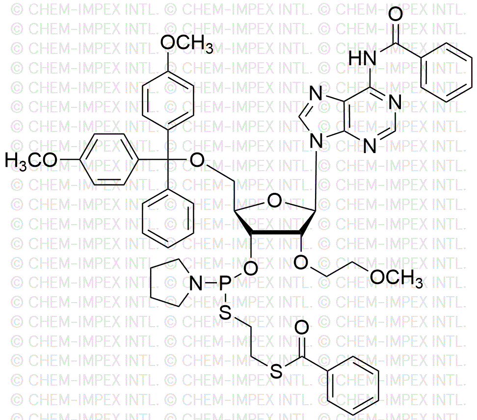 5'-O-(4, 4'-Dimethoxytrityl)-N6-benzoyl-2'-O-methoxyethyl-adenosine-3'-[S-(b-(benzoylmercapto)ethyl) pyrrolidino thiophosphoroamidite]