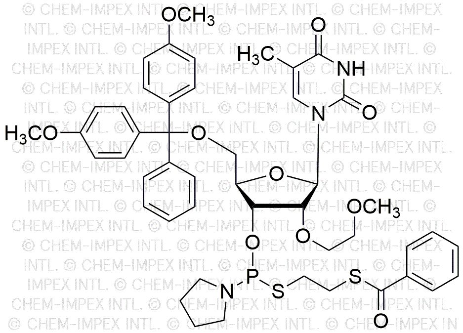 5'-O-(4, 4'-Dimethoxytrityl)-2'-O-methoxyethyl-5-methyluridine-3'-[S-(b-(benzoylmercapto)ethyl)pyrrolidino thiophosphoroamidite]