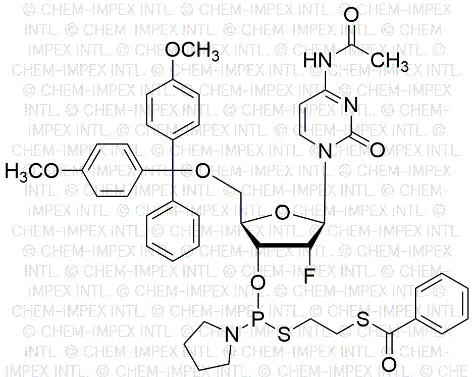 N4-Acetyl-5'-O-(4, 4'-dimethoxytrityl)-2'-fluoro-2'-deoxycytidine-3'-[S-(b-(benzoylmercapto)ethyl) pyrrolidino thiophosphoromidite