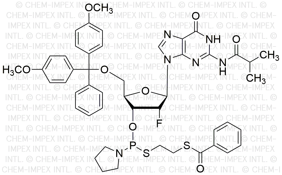 5'-O-(4, 4'-Dimethoxytrityl)-N2-isobutyryl-2'-fluoro-2'-deoxyguanosine-3'-[S-(b-(benzoylmercapto)ethyl) pyrrolidino thiophosphoroamidite]