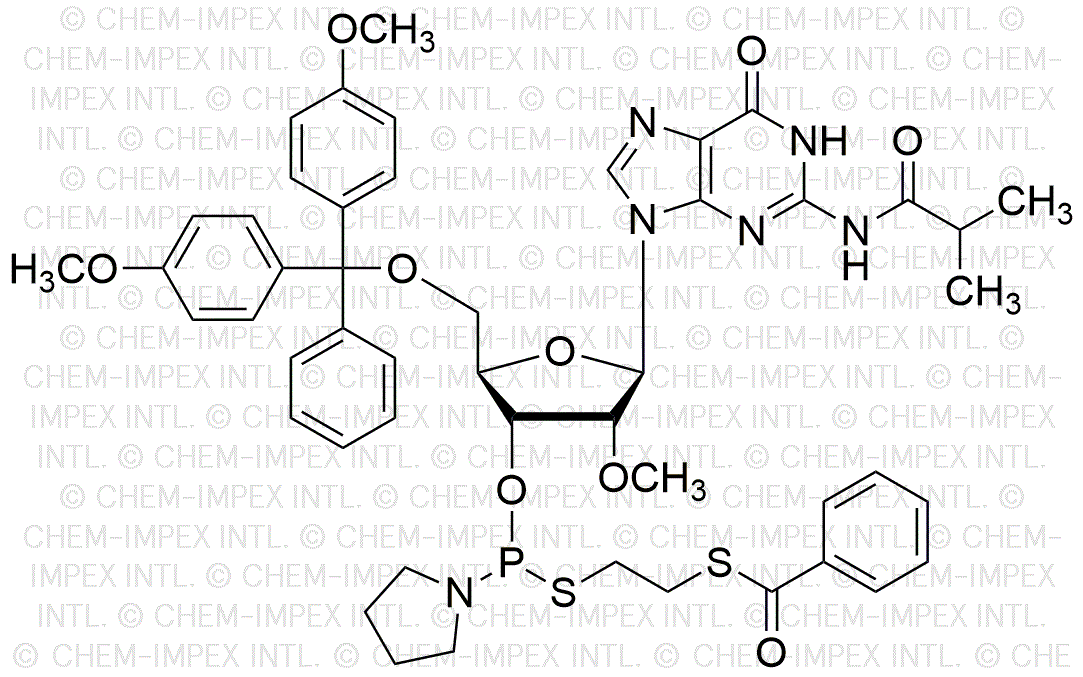 5'-O-(4, 4'-Dimethoxytrityl)-N2-isobutyryl-2'-O-methyl-guanosine-3'-[S-(b-(benzoylmercapto)ethyl) pyrrolidino thiophosphoroamidite]