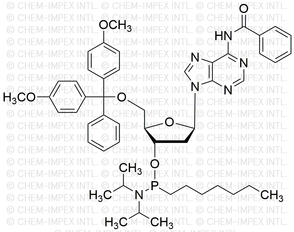 N6-Benzoil-5'-O-(4, 4'-dimetoxitritil)-2'-desoxiadenosina-3'-[(N, N-diisopropil)-p-heptil]-fosfonamidita