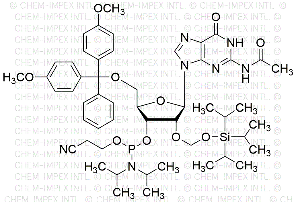 5'-O-(4, 4'-diméthoxytrityl)-N2-acétyl-2'-O-triisopropylsilyloxyméthyl-guanosine-phosphoramidite