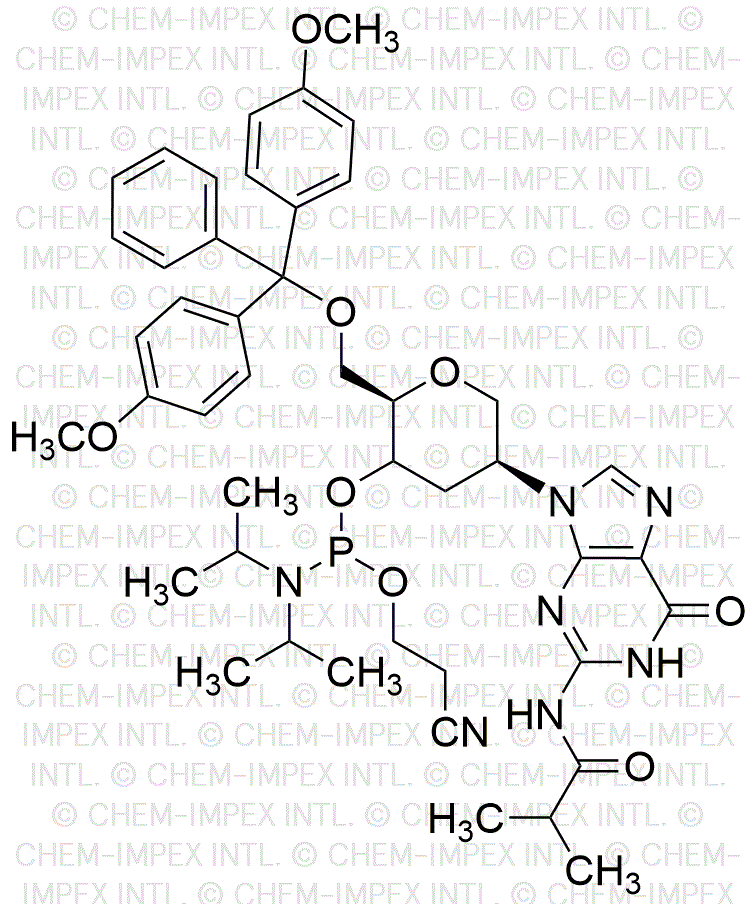 6'-O-(4,4'-diméthoxytrityl)-1,5-anhydro-2,3-didésoxy-2-(N4-isobutyrylguanosin-1-yl)-D-arabino-hexitol-4-cyanoéthyl phosphoramidite