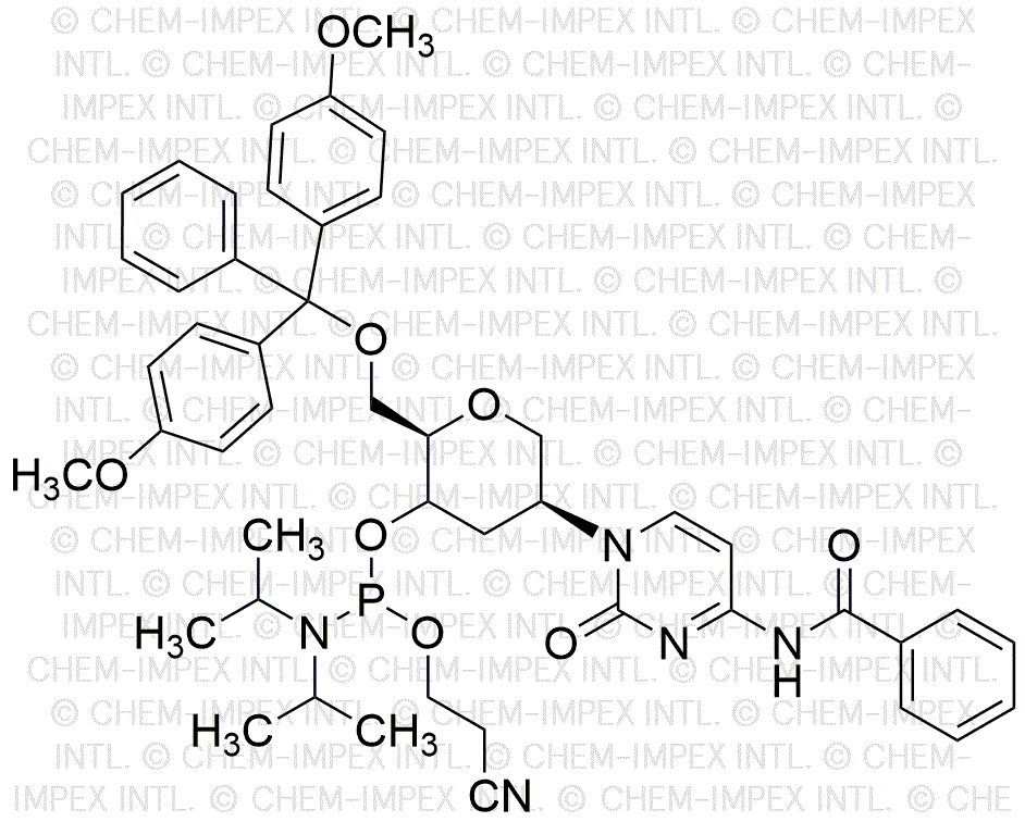 6'-O-(4,4'-Dimethoxytrityl)-1,5-anhydro-2,3-dideoxy-2-(N4-benzoylcytosin-1-yl)-D-arabino-hexitol-4-cyanoethyl phosphoramidite