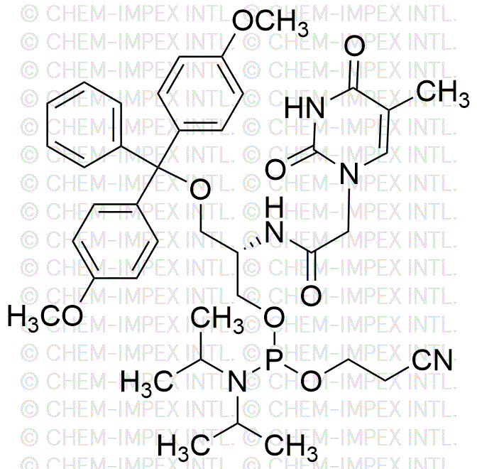 (S)-3-O-(4, 4'-diméthoxytrityl)-2-(2-(5-méthyl-2, 4-dioxo-3, 4-dihydropyrimidin-1(2H)-yl)acétamido)propyl (2-cyanoéthyl) diisopropylphosphoramidite