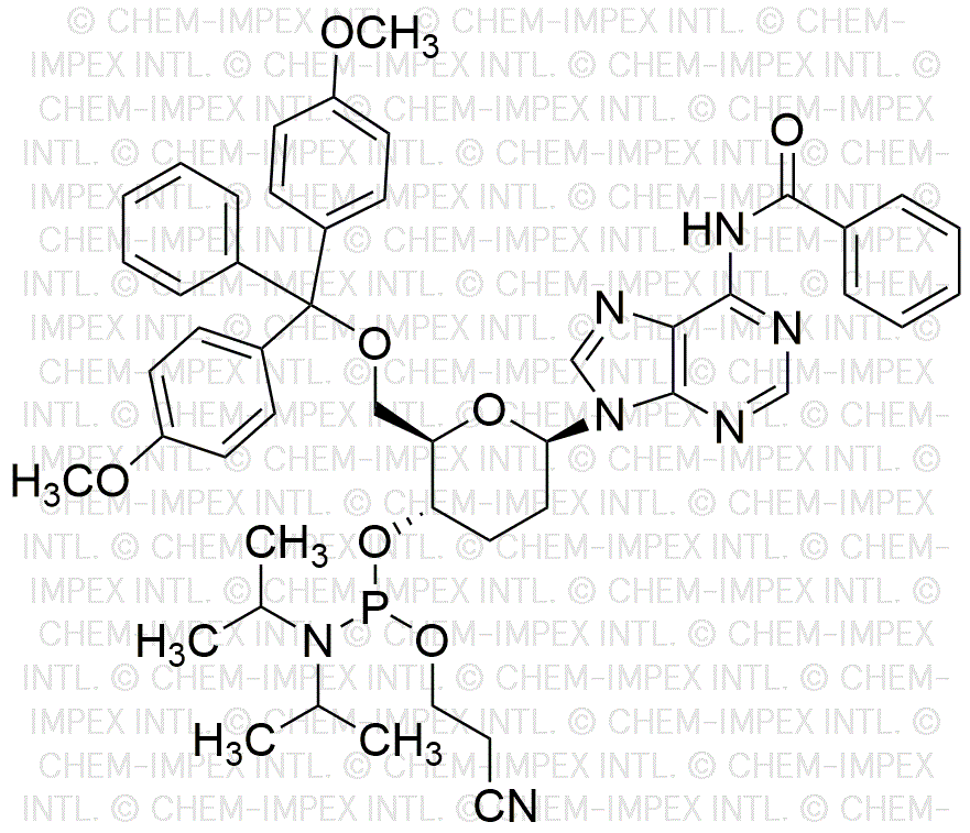 6'-O-(4,4'-Dimethoxytrityl)-N6-benzoyl-9-(2',3'-dideoxy-b-D-glucopyranosyl)adenosine-3'-cyanoethyl phosphoramidite