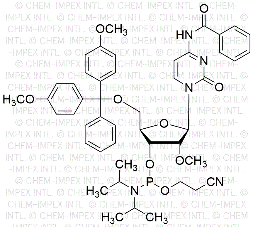 5'-O-(4, 4'-diméthoxytrityl)-N4-benzoyl-2'-O-méthyl-arabinocytidine-3'-cyanoéthyl phosphoramidite