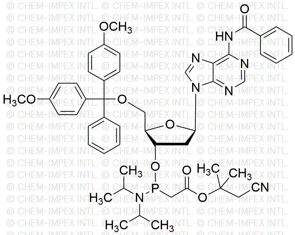 Ester méthylique d'α,α-diméthyl-β-cyanoéthyle de l'acide 3'-O-(diisopropylamino)phosphinoacétique N6-benzoyl-5'-O-(4,4'-diméthoxytrityl)-2'-O-méthyladénosine