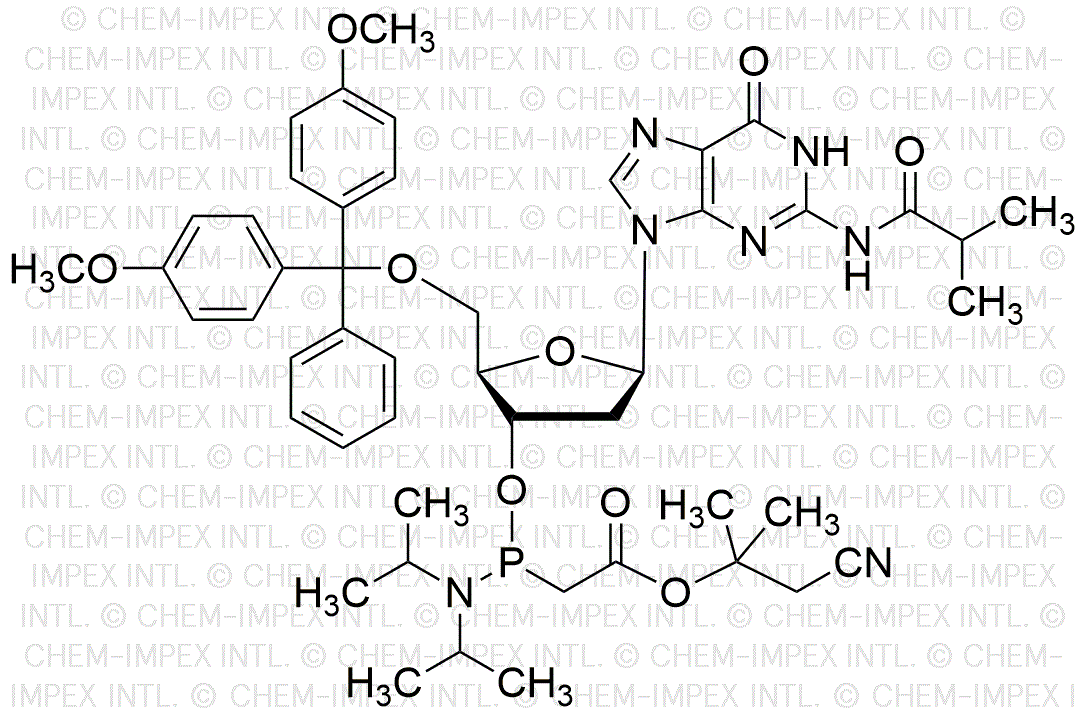 Ester méthylique d'α,α-diméthyl-β-cyanoéthyle de l'acide 3'-O-(diisopropylamino)phosphinoacétique N2-isobutyryl-5'-O-(4,4'-diméthoxytrityl)-2'-désoxyguanosine