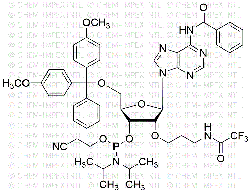 N6-Benzoil-5'-O-(4, 4'-dimetoxitritil)-2'-O-trifluoroacetamido propil-adenosina-3'-[(2-cianoetil)-(N, N-diisopropropil)]fosforamidita