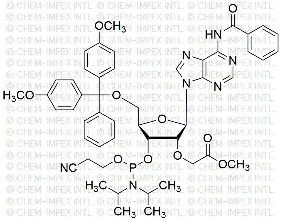 N6-Benzoil-5'-O-(4,4'-dimetoxitritil)-2'-O-(metoxicarbonil)metil-adenosina-3'-[(2-cianoetil)-(N,N-diisopropropil)]fosforamidita