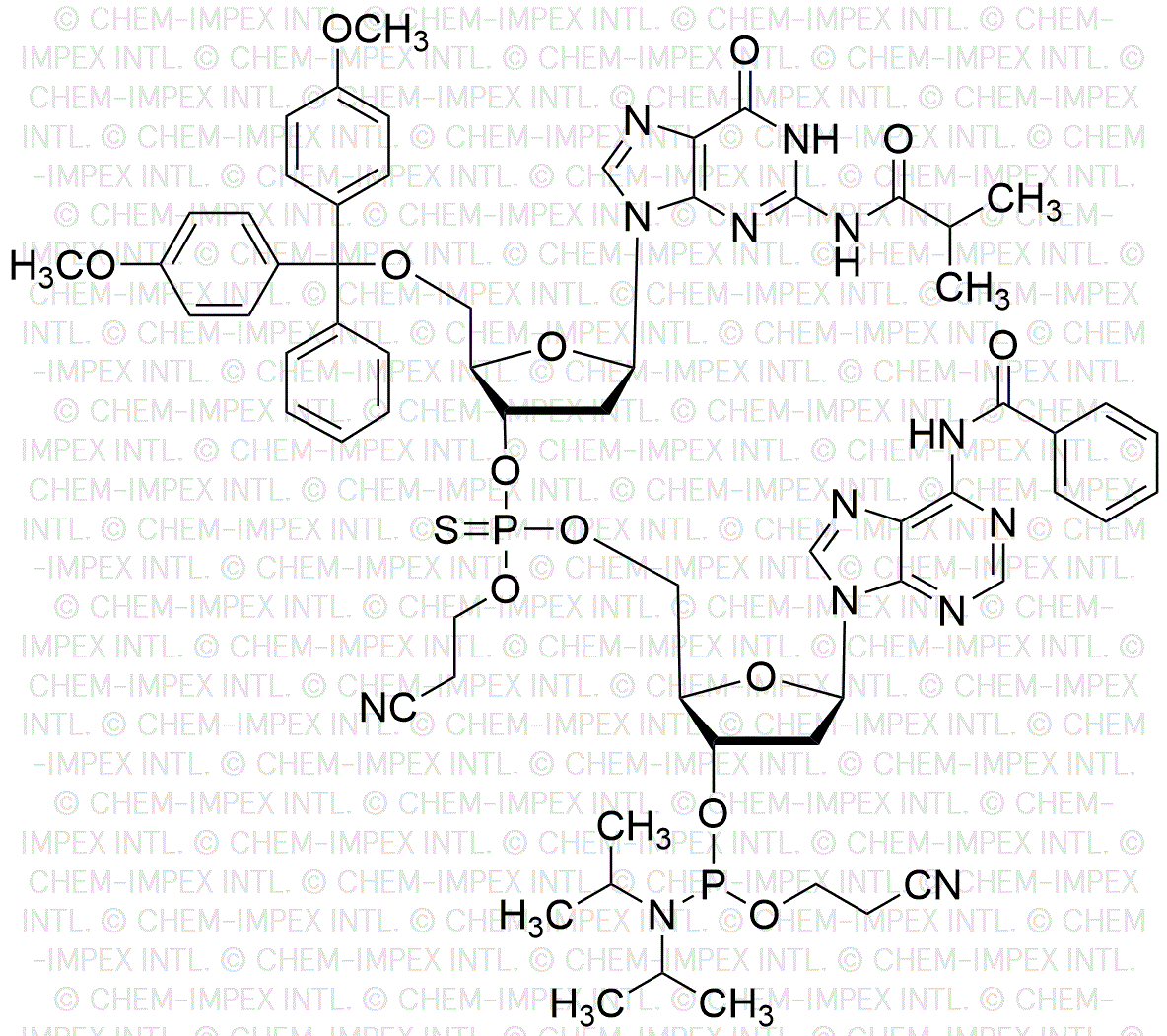 [5'-O-(4, 4'-Dimethoxytrityl)-2'-deoxyguanosine(isobutyryl)](P-thio-pCyEt)[2'-deoxyadenosine(benzoyl)-3'-cyanoethyl phosphoramidite]