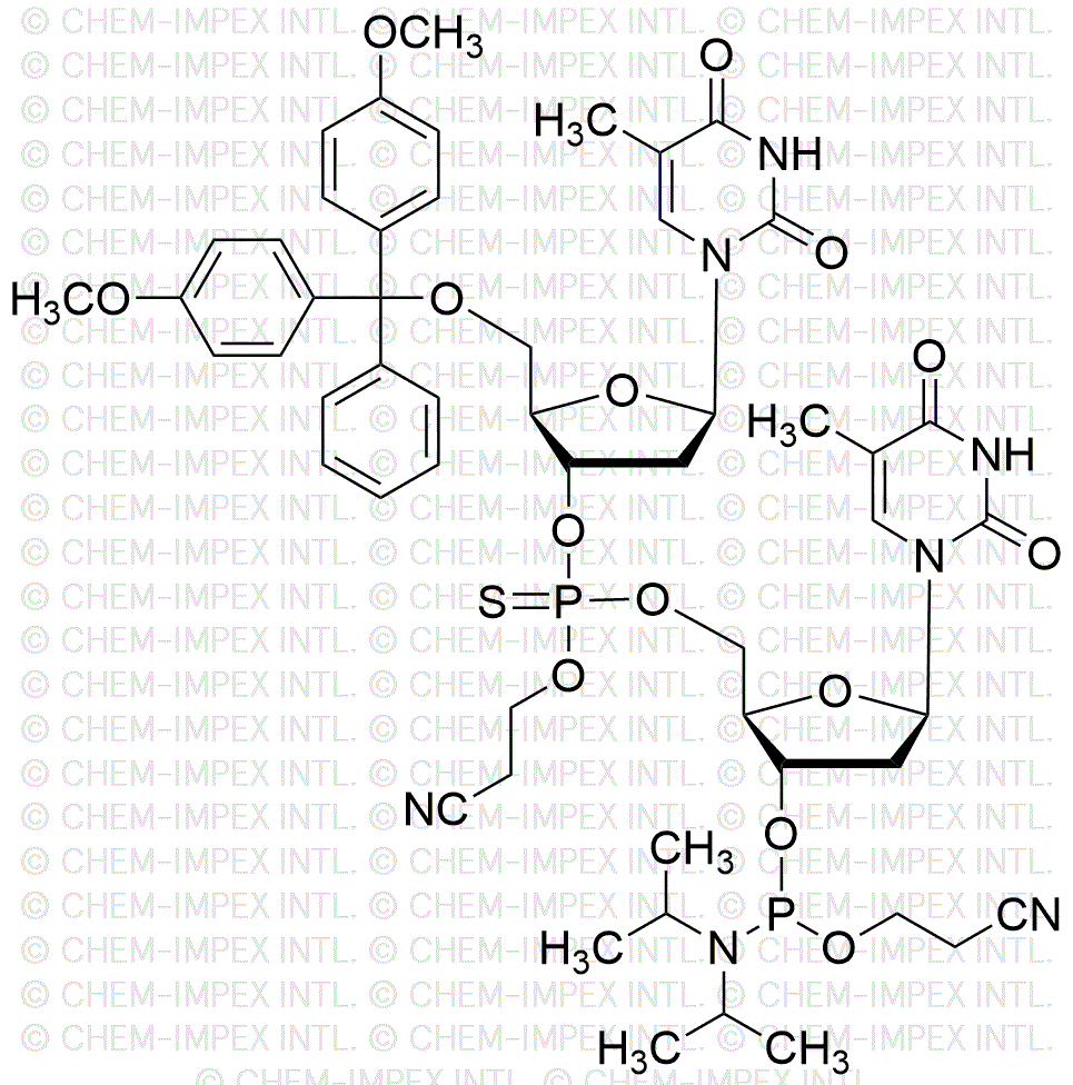 [5'-O-(4, 4'-Dimethoxytrityl)-2'-deoxythymidine](P-thio-pCyEt)[2'-deoxythymidine-3'-cyanoethyl phosphoramidite]