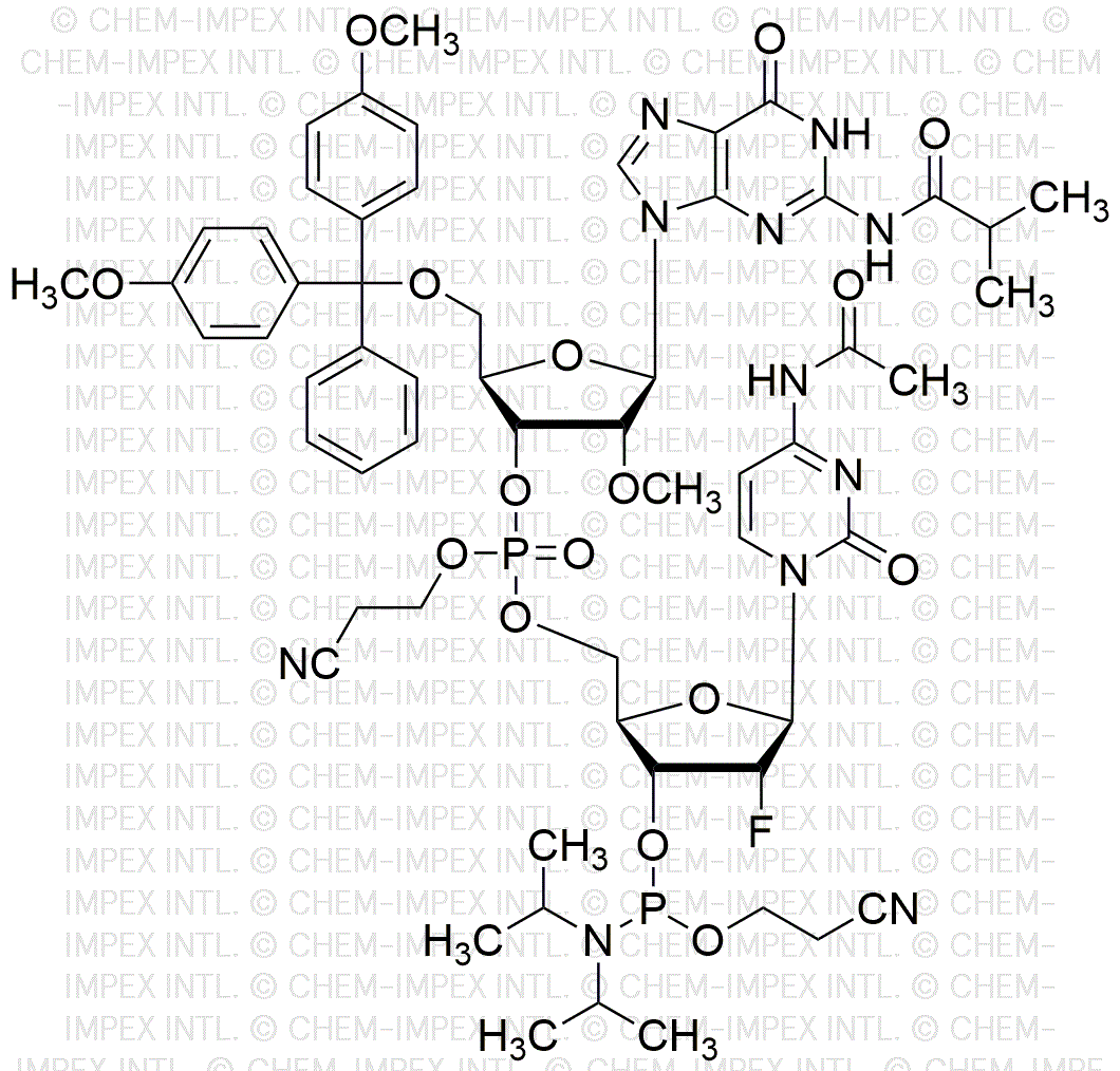 [5'-O-(4, 4'-Dimethoxytrityl)-2'-O-methyl-G(isobutyryl)](pCyEt)[2'-Fluoro-dC(acetyl)-3'-cyanoethyl phosphoramidite]