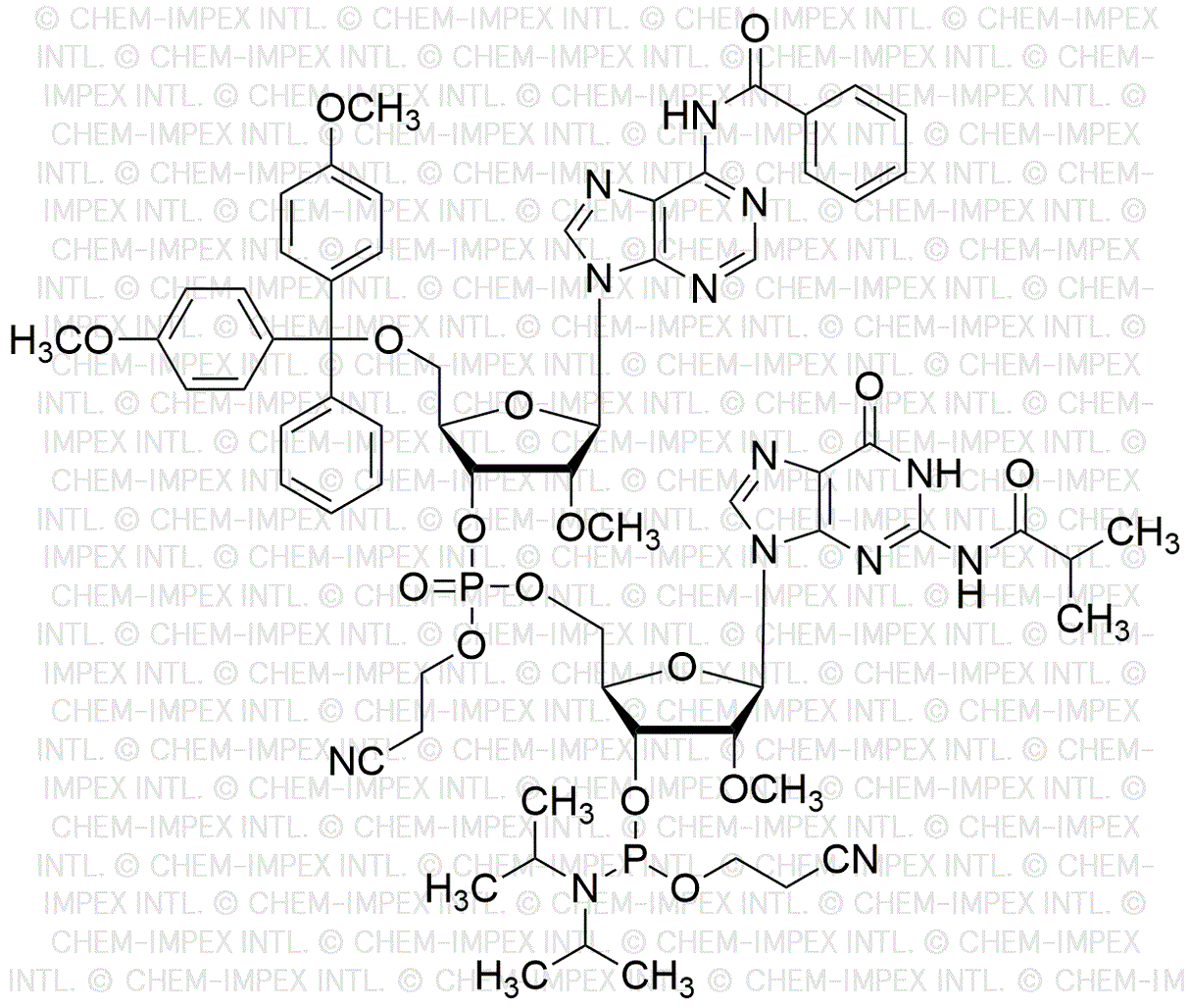 [5'-O-(4, 4'-Dimethoxytrityl)-2'-O-methyl-A(benzoyl)](pCyEt)[2'-O-Me-G(isobutyryl)-3'-cyanoethyl phosphoramidite]