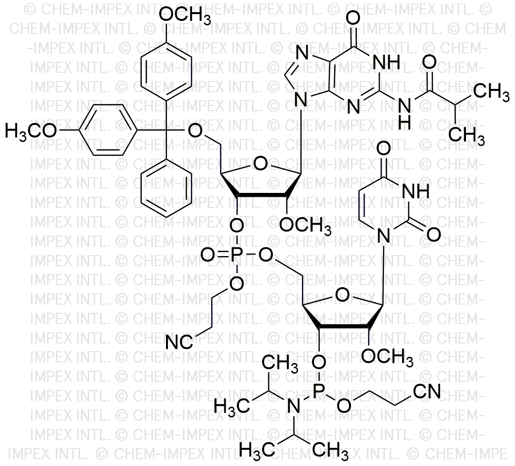 [5'-O-(4, 4'-Dimethoxytrityl)-2'-O-methyl-G(isobutyryl)](pCyEt)[2'-O-Me-U-3'-cyanoethyl phosphoramidite]