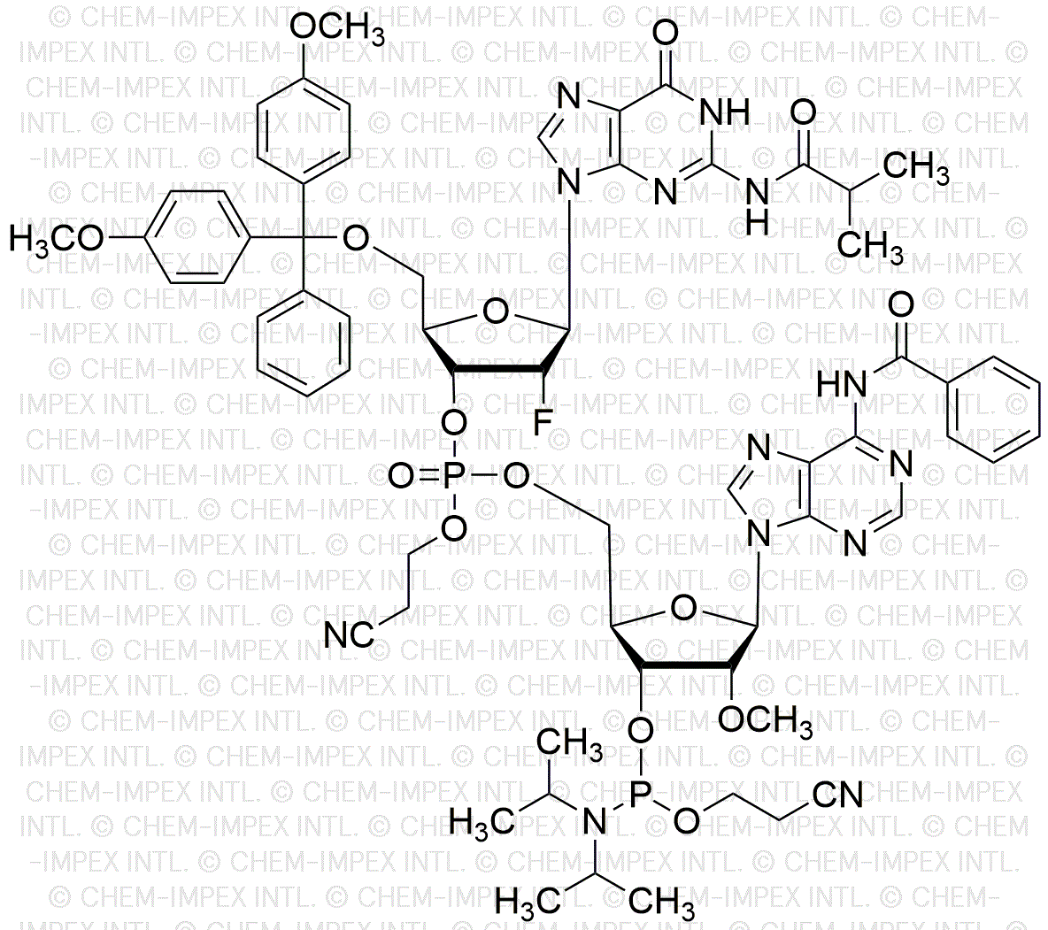 [5'-O-(4, 4'-Dimethoxytrityl)-2'-fluoro-2'-deoxyguanosine(isobutyryl)](pCyEt)[2'-O-methyl-A(benzoyl)-3'-cyanoethyl phosphoramidite]