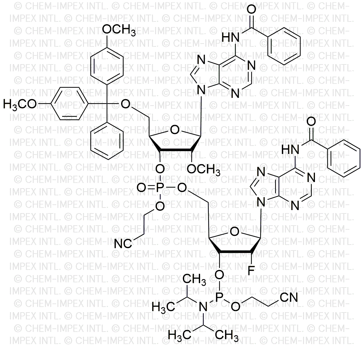 [5'-O-(4, 4'-dimethoxytrityl)-2'-OMe-A(Bz)](pCyEt) [2'-F-dA(Bz)-3'-cyanoethyl phosphoramidite]